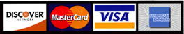 Accepted payment methods including Discover, Mastercard, Visa and American Express